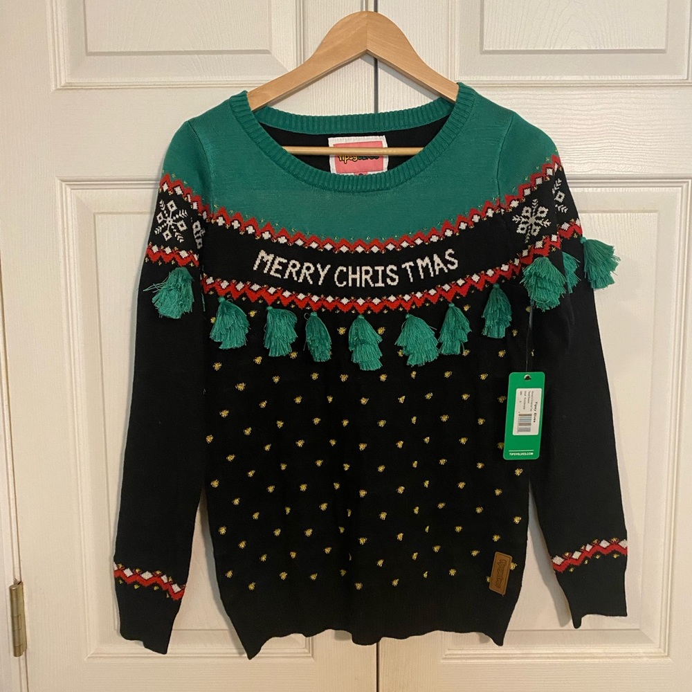 Tipsy Elves Christmas Sweater with Tassels - Size Small - NTW